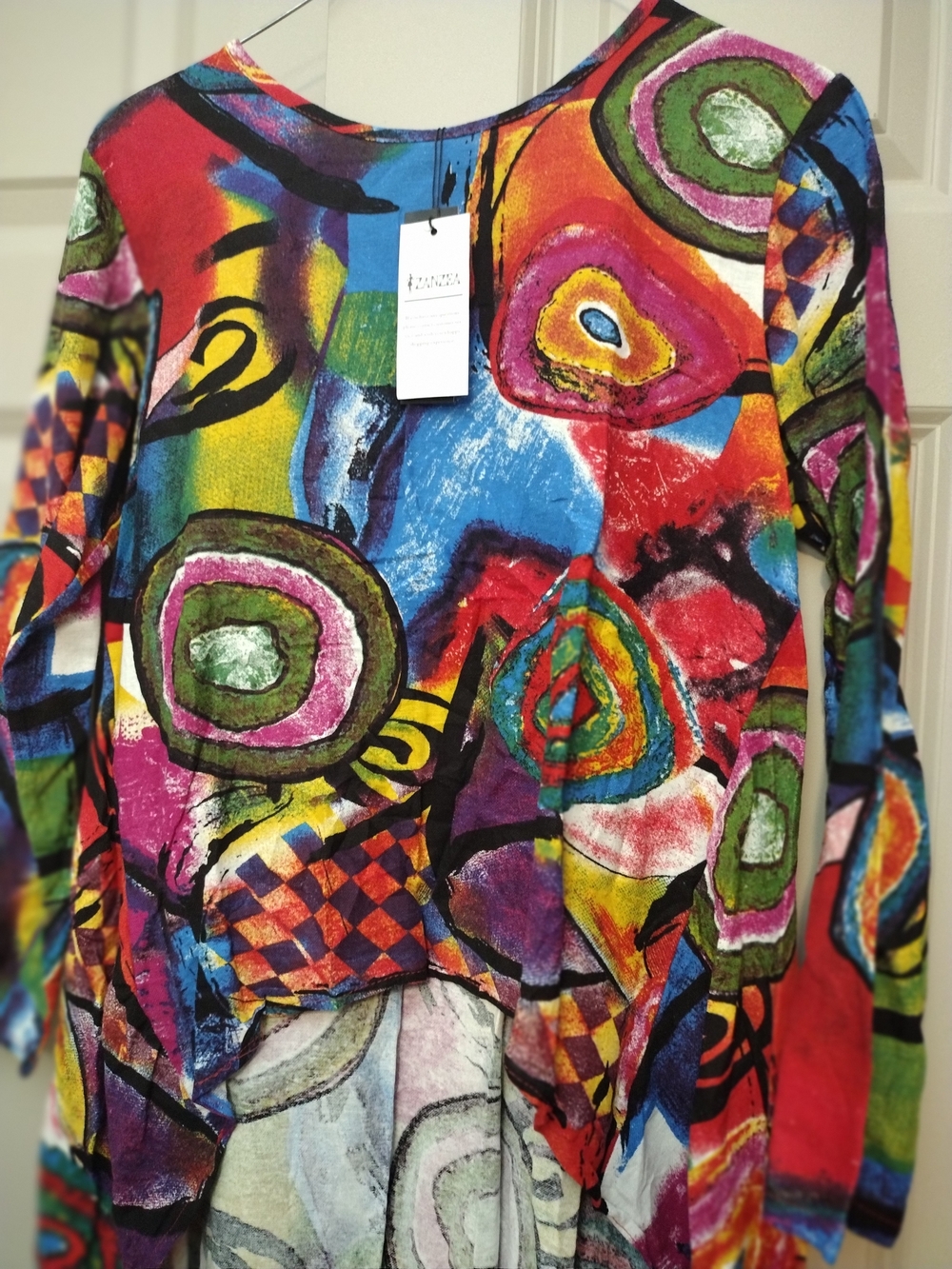 Colorful Abstract High-Low Long Shirt - Multicolor - Picture 2 of 2